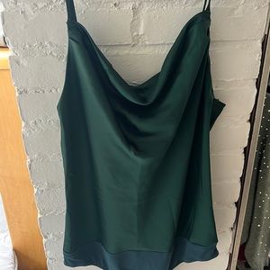 Green satin bodysuit cami